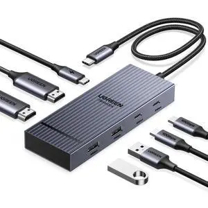 WRIARICH Revodok Pro 7 in 1 Docking Station Dual Monitor, USB C Hub Dual 4K@60Hz HDMI Display, 10Gbps USB-A/C Data Ports, 100W PD, Aluminum Laptop Docking Station for HP, Thinkpad, Dell and More WRIARICH Revodok Pro 7 in 1 Docking Station Dual Monitor, USB C Hub Dual 4K@60Hz HDMI Display, 10Gbps USB-A/C Data Ports, 100W PD, Aluminum Laptop Docking Station for HP, Thinkpad, Dell and More