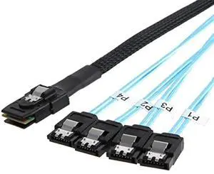 WRIARICH 50cm Internal Mini SAS SFF-8087 to 4×SATA 7Pin Hard Drive Cable, 6Gbps Server RAID Data Cable WRIARICH 50cm Internal Mini SAS SFF-8087 to 4×SATA 7Pin Hard Drive Cable, 6Gbps Server RAID Data Cable