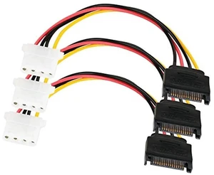 WRIARICH 3 Pack SATA 15 Pin Male to LP4 Molex Female Power Adapter Cable, 7 Inch WRIARICH 3 Pack SATA 15 Pin Male to LP4 Molex Female Power Adapter Cable, 7 Inch