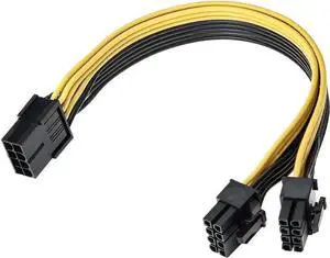 WRIARICH 8 Inch PCIe 8Pin to 2 x 8Pin (6+2) Power Splitter Cable for GPU & Mining Rigs WRIARICH 8 Inch PCIe 8Pin to 2 x 8Pin (6+2) Power Splitter Cable for GPU & Mining Rigs