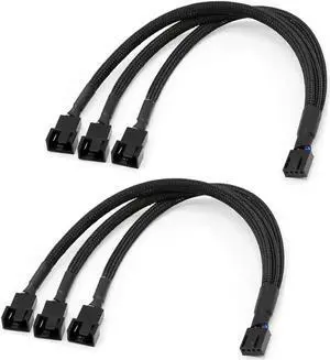 WRIARICH 2 Pack Braided PWM Fan Y Splitter Cable, 1 to 3 Port 4Pin Fan Extension Cord 11.8 Inch, Compatible with 3Pin/4Pin ATX Case Cooling Fans WRIARICH 2 Pack Braided PWM Fan Y Splitter Cable, 1 to 3 Port 4Pin Fan Extension Cord 11.8 Inch, Compatible with 3Pin/4Pin ATX Case Cooling Fans