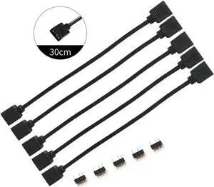 WRIARICH 5 Pack 1ft 5V 3Pin RGB Female to Female Extension Cord, RBW LED Strip Gender Changer Adapter WRIARICH 5 Pack 1ft 5V 3Pin RGB Female to Female Extension Cord, RBW LED Strip Gender Changer Adapter