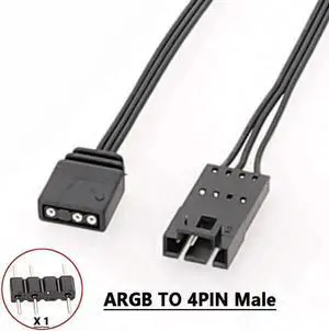 WRIARICH 5V 3-Pin ARGB to 4-Pin RGB Male Adapter Cable Type B Compatible with Corsair HD LL120 LL140 QL Series Fans, 0.8 Feet Female to Male LED Converter Cord WRIARICH 5V 3-Pin ARGB to 4-Pin RGB Male Adapter Cable Type B Compatible with Corsair HD LL120 LL140 QL Series Fans, 0.8 Feet Female to Male LED Converter Cord