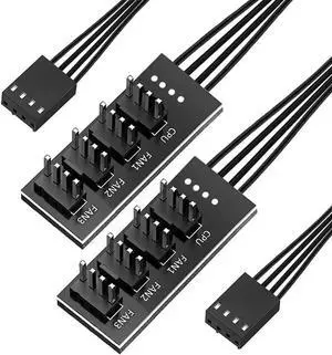 WRIARICH 2 Pack 4-Pin PWM Fan Hub Splitter Cable, 12V PC CPU & Chassis Fan Multi-Port Connector Compatible with 3-Pin & 4-Pin Cooling Fans WRIARICH 2 Pack 4-Pin PWM Fan Hub Splitter Cable, 12V PC CPU & Chassis Fan Multi-Port Connector Compatible with 3-Pin & 4-Pin Cooling Fans