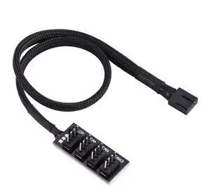 WRIARICH 1-to-4 PWM Fan Hub Splitter Cable, Sleeved Adapter for 3Pin & 4Pin PC CPU Chassis Cooling Fans WRIARICH 1-to-4 PWM Fan Hub Splitter Cable, Sleeved Adapter for 3Pin & 4Pin PC CPU Chassis Cooling Fans
