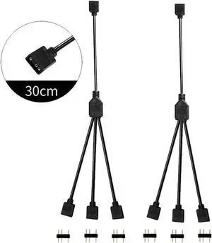 WRIARICH 2 Pack 1 Foot 5V 3-Pin RGB Splitter Cable, 1 Female to 3 Female RBW LED Strip Extension Cord, 3-Port AURA RGB Lighting Hub with Gender Changer Adapter WRIARICH 2 Pack 1 Foot 5V 3-Pin RGB Splitter Cable, 1 Female to 3 Female RBW LED Strip Extension Cord, 3-Port AURA RGB Lighting Hub with Gender Changer Adapter