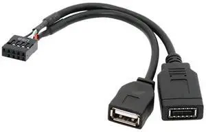 WRIARICH 0.49FT Motherboard 9Pin USB2.0 Male 1-to-2 Splitter Cable, 9Pin Header to Dual Type-E Key-A Female Front Panel Extension Cord for PC Chassis WRIARICH 0.49FT Motherboard 9Pin USB2.0 Male 1-to-2 Splitter Cable, 9Pin Header to Dual Type-E Key-A Female Front Panel Extension Cord for PC Chassis