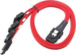 WRIARICH 3.3FT Red SFF-8087 Mini SAS to 4 SATA Breakout Cable, Internal Multi-Lane Mini SAS Host to Quad SATA Hard Drive Splitter Cord WRIARICH 3.3FT Red SFF-8087 Mini SAS to 4 SATA Breakout Cable, Internal Multi-Lane Mini SAS Host to Quad SATA Hard Drive Splitter Cord