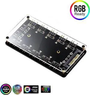WRIARICH 5V 3Pin ARGB 11-Port Hub with Magnetic Base & PMMA Shell, SATA Powered RGB Splitter with 1.64FT Extension Cable for LED Strips, Fans & Coolers WRIARICH 5V 3Pin ARGB 11-Port Hub with Magnetic Base & PMMA Shell, SATA Powered RGB Splitter with 1.64FT Extension Cable for LED Strips, Fans & Coolers