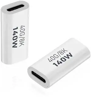 2 Pack White USB C Female to Female Coupler Adapter, 40Gbps Data 140W PD Charging 8K@60Hz Video Type-C Extender Connector Compatible with Thunderbolt 3/4, MacBook Pro/Air, Laptops, Phones & All USB-C 2 Pack White USB C Female to Female Coupler Adapter, 40Gbps Data 140W PD Charging 8K@60Hz Video Type-C Extender Connector Compatible with Thunderbolt 3/4, MacBook Pro/Air, Laptops, Phones & All USB-C