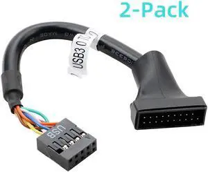 WRIARICH 2 Pack Motherboard USB 3.0 20Pin to USB 2.0 9Pin Header Adapter Cable, Bidirectional Mainboard Internal Header Bridge Converter WRIARICH 2 Pack Motherboard USB 3.0 20Pin to USB 2.0 9Pin Header Adapter Cable, Bidirectional Mainboard Internal Header Bridge Converter