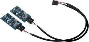 WRIARICH 30CM Internal USB2.0 9Pin Header Splitter Cable, 1-to-4 Hub Adapter (1 Male to 2 Male Mainboard USB 2.0 Header Extension Cord) WRIARICH 30CM Internal USB2.0 9Pin Header Splitter Cable, 1-to-4 Hub Adapter (1 Male to 2 Male Mainboard USB 2.0 Header Extension Cord)