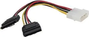 WRIARICH 6 Inch 4-Pin Molex Male to Dual SATA 15-Pin Female Y Splitter Power Cable with Lock Latches WRIARICH 6 Inch 4-Pin Molex Male to Dual SATA 15-Pin Female Y Splitter Power Cable with Lock Latches