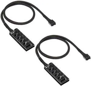 WRIARICH 2-Pack 14.8 Inch 1-to-5 4-Pin PWM Fan Hub Splitter Cable for PC Cooling Fans WRIARICH 2-Pack 14.8 Inch 1-to-5 4-Pin PWM Fan Hub Splitter Cable for PC Cooling Fans
