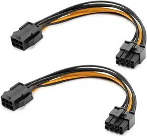 WRIARICH 2 Pack 7.8 Inch 6 Pin to 8 Pin PCIe Power Adapter Cable for Graphics Card WRIARICH 2 Pack 7.8 Inch 6 Pin to 8 Pin PCIe Power Adapter Cable for Graphics Card