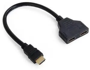 WRIARICH 1 In 2 Out HDMI Splitter Cable, Single HDMI Male to Dual HDMI Female Y-Splitter Extension Cord for HDTV WRIARICH 1 In 2 Out HDMI Splitter Cable, Single HDMI Male to Dual HDMI Female Y-Splitter Extension Cord for HDTV