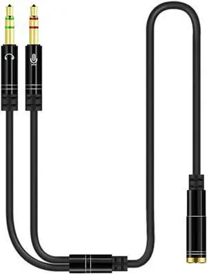 WRIARICH 3.5mm AUX Audio Mic Splitter Cable, 1 Female to 2 Male Headphone Microphone Y Adapter Cable, 1 Pack WRIARICH 3.5mm AUX Audio Mic Splitter Cable, 1 Female to 2 Male Headphone Microphone Y Adapter Cable, 1 Pack