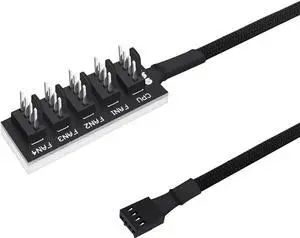 WRIARICH 1 to 5 Way 4-Pin PWM Fan Hub Splitter Cable, Compatible with 3/4 Pin PC Case & CPU Cooling Fans WRIARICH 1 to 5 Way 4-Pin PWM Fan Hub Splitter Cable, Compatible with 3/4 Pin PC Case & CPU Cooling Fans