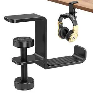 WRIARICH Headphone Hanger Holder Stand-Under Desk Headphone Hanger Headset Hook Holder Space-Saving Aluminum Stand with Universal Fit for Gaming PC Accessories (Black-1PCS) WRIARICH Headphone Hanger Holder Stand-Under Desk Headphone Hanger Headset Hook Holder Space-Saving Aluminum Stand with Universal Fit for Gaming PC Accessories (Black-1PCS)