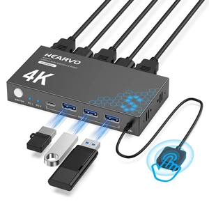 Vszerda USB 3.0 HDMI KVM Switch 1 Monitors 2 Computers, 4K@60Hz KVM Switches for 2 Computers Sharing Monitor Keyboard Mouse Hard Drives Printer, with EDID Adaptive, 2USB Cable and Controller -S7232H Vszerda USB 3.0 HDMI KVM Switch 1 Monitors 2 Computers, 4K@60Hz KVM Switches for 2 Computers Sharing Monitor Keyboard Mouse Hard Drives Printer, with EDID Adaptive, 2USB Cable and Controller -S7232H