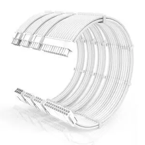 16AWG PSU Cable Extension Kit with Cable Combs,1x24pin ATX/1x8pin(4+4) EPS/2x8pin(6+2) PCIE Extension Cable,Cable Extension PC Sleeved Cables 30cm Length,Power Supply Extension Cable Kit(White) 16AWG PSU Cable Extension Kit with Cable Combs,1x24pin ATX/1x8pin(4+4) EPS/2x8pin(6+2) PCIE Extension Cable,Cable Extension PC Sleeved Cables 30cm Length,Power Supply Extension Cable Kit(White)
