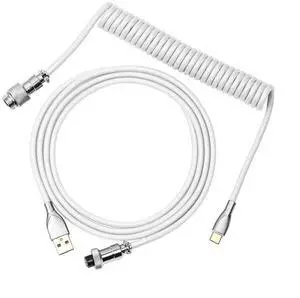 WRIARICH Mix 1.8m Coiled Keyboard Cable, USB C to USB A TPU Cable for Mechanical Gaming Keyboard, with Detachable Metal Aviator for Custom Keyboard, White WRIARICH Mix 1.8m Coiled Keyboard Cable, USB C to USB A TPU Cable for Mechanical Gaming Keyboard, with Detachable Metal Aviator for Custom Keyboard, White