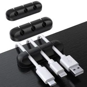 WRIARICH Cable Holder Clips, 3-Pack Cable Management Cord Organizer Clips Silicone Self Adhesive for Desktop USB Charging Cable Nightstand Power Cord Mouse Cable Wire PC Office Home - Black WRIARICH Cable Holder Clips, 3-Pack Cable Management Cord Organizer Clips Silicone Self Adhesive for Desktop USB Charging Cable Nightstand Power Cord Mouse Cable Wire PC Office Home - Black