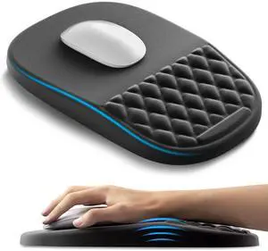 WRIARICH Ergonomic Mouse Pad with Wrist Rest 2 in 1 Mousepad with Wrist Support, Memory Foam Desk Mouse Mat with Massage Nubs & Gel PU Non-Slip Base, Suitable for Office & Gaming, Black WRIARICH Ergonomic Mouse Pad with Wrist Rest 2 in 1 Mousepad with Wrist Support, Memory Foam Desk Mouse Mat with Massage Nubs & Gel PU Non-Slip Base, Suitable for Office & Gaming, Black