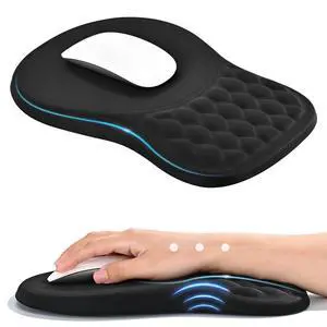 WRIARICH Massage Ergonomic Mouse Pad with Wrist Rest, Dual-Slope Design for Carpal Tunnel Relief, Mousepad with Memory Foam Wrist Rest and Non-Slip PU Base, Office Desk Accessories WRIARICH Massage Ergonomic Mouse Pad with Wrist Rest, Dual-Slope Design for Carpal Tunnel Relief, Mousepad with Memory Foam Wrist Rest and Non-Slip PU Base, Office Desk Accessories