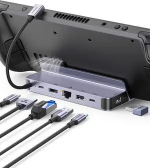 WRIARICH Steam Deck Dock, 6-in-1 USB C Docking Station with 4K@60Hz HDMI, Gigabit Ethernet, PD 100W Charging 1xUSB C 2X USB 3.0 Compatible with Steam Deck Rog Ally iPhone 15 Pro/Pro Max WRIARICH Steam Deck Dock, 6-in-1 USB C Docking Station with 4K@60Hz HDMI, Gigabit Ethernet, PD 100W Charging 1xUSB C 2X USB 3.0 Compatible with Steam Deck Rog Ally iPhone 15 Pro/Pro Max
