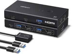 WRIARICH HDMI KVM Switch 1 Monitor 2 Computers, 4K@60Hz with 4 USB 3.0 Ports KVM Switches for 2 Computers Share One HDMI Monitor Keyboard Mouse Hard Drives Webcam with 2 USB Cables, Controller WRIARICH HDMI KVM Switch 1 Monitor 2 Computers, 4K@60Hz with 4 USB 3.0 Ports KVM Switches for 2 Computers Share One HDMI Monitor Keyboard Mouse Hard Drives Webcam with 2 USB Cables, Controller