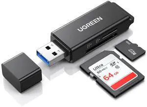 WRIARICH SD Card Reader - Portable USB 3.0 Dual Slot Flash Memory Card Adapter Hub for SDXC, SDHC, MMC, RS-MMC, TF, Micro SDXC, Micro SDHC UHS-I for Mac, Windows, Linux, Chrome PC, Laptop WRIARICH SD Card Reader - Portable USB 3.0 Dual Slot Flash Memory Card Adapter Hub for SDXC, SDHC, MMC, RS-MMC, TF, Micro SDXC, Micro SDHC UHS-I for Mac, Windows, Linux, Chrome PC, Laptop