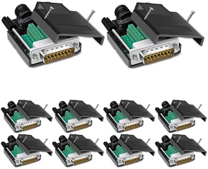 Vszerda ANMBEST 10PCS DB15 Solderless Connector, RS232 D-SUB Serial to 15-pin Port 16mm Thinner Terminal Male Adapter Breakout Board with Case Long Bolts Nuts Vszerda ANMBEST 10PCS DB15 Solderless Connector, RS232 D-SUB Serial to 15-pin Port 16mm Thinner Terminal Male Adapter Breakout Board with Case Long Bolts Nuts