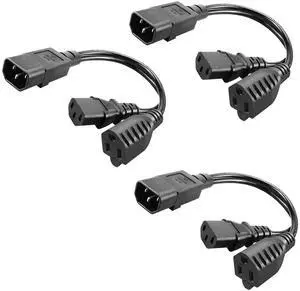 WRIARICH 3 Pack C14 to C13+NEMA 5-15R Y Splitter Power Plug Cord,Single C14 Male to C13+Nema 5-15R Female Splitter Adapter Cable Cord,30cm WRIARICH 3 Pack C14 to C13+NEMA 5-15R Y Splitter Power Plug Cord,Single C14 Male to C13+Nema 5-15R Female Splitter Adapter Cable Cord,30cm