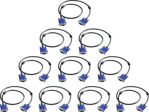 WRIARICH VGA to VGA Monitor Cable 10 Pack, 15 Pin Male to Male Computer Cord Support 1080P Full HD for Laptop TV Projector - 3 Feet WRIARICH VGA to VGA Monitor Cable 10 Pack, 15 Pin Male to Male Computer Cord Support 1080P Full HD for Laptop TV Projector - 3 Feet