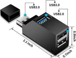 WRIARICH High Speed 3-Port USB 3.0 Hub Splitter, 5Gbps USB Port Expansion Adapter for Desktop PC, Laptops & All Computer USB Peripherals WRIARICH High Speed 3-Port USB 3.0 Hub Splitter, 5Gbps USB Port Expansion Adapter for Desktop PC, Laptops & All Computer USB Peripherals