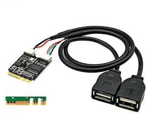 WRIARICH M.2 Key A/E to Dual USB 2.0 Riser Card, GL850 Chip M2 WiFi Slot to 2-Port USB Adapter with 30cm Extension Cable for Laptop Mini PC Motherboard WRIARICH M.2 Key A/E to Dual USB 2.0 Riser Card, GL850 Chip M2 WiFi Slot to 2-Port USB Adapter with 30cm Extension Cable for Laptop Mini PC Motherboard