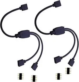 WRIARICH 1FT 12V 4-Pin RGB RBW 2-Way Splitter Cable AURA RGB LED Strip Lighting Hub Adapter WRIARICH 1FT 12V 4-Pin RGB RBW 2-Way Splitter Cable AURA RGB LED Strip Lighting Hub Adapter