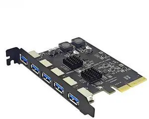 WRIARICH 5-Port PCIe USB 3.2 Gen 2 Expansion Card, PCI-E X4 to USB 3.1 Gen2 10Gbps Adapter, 3×USB-C & 2×USB-A Hub Controller for Desktop PC WRIARICH 5-Port PCIe USB 3.2 Gen 2 Expansion Card, PCI-E X4 to USB 3.1 Gen2 10Gbps Adapter, 3×USB-C & 2×USB-A Hub Controller for Desktop PC