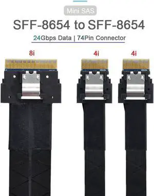 WRIARICH 40cm PCIe 4.0 Ultraport Slimline SAS Breakout Cable, SFF-8654 8i 74Pin Male to Dual SFF-8654 4i 38Pin Male Slim SAS Internal Storage Cable for Server RAID HBA Backplane WRIARICH 40cm PCIe 4.0 Ultraport Slimline SAS Breakout Cable, SFF-8654 8i 74Pin Male to Dual SFF-8654 4i 38Pin Male Slim SAS Internal Storage Cable for Server RAID HBA Backplane