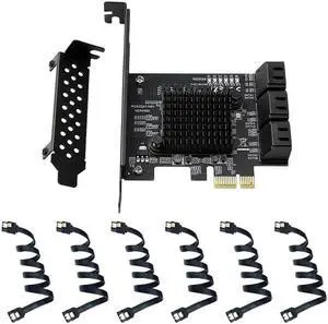 WRIARICH 6 Ports PCIe SATA Expansion Card with Marvell 88SE9215 Chip, SATA 3.0 6Gbps PCI Express SATA 3 Converter Adapter, Comes with SATA Data Cables for SSD HDD NAS DVR Storage Expansion WRIARICH 6 Ports PCIe SATA Expansion Card with Marvell 88SE9215 Chip, SATA 3.0 6Gbps PCI Express SATA 3 Converter Adapter, Comes with SATA Data Cables for SSD HDD NAS DVR Storage Expansion