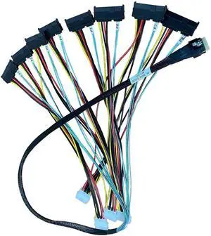 WRIARICH SFF-8654 SlimSAS 74Pin x8 to 8×SFF-8482 29Pin Splitter Cable, With 4 Molex Big 4Pin Power Connectors, 100cm Server Storage Cable WRIARICH SFF-8654 SlimSAS 74Pin x8 to 8×SFF-8482 29Pin Splitter Cable, With 4 Molex Big 4Pin Power Connectors, 100cm Server Storage Cable