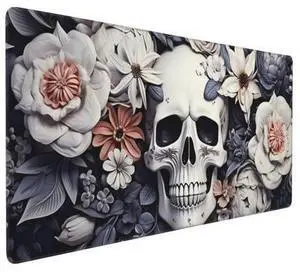 WRIARICH 35.4 x 15.7 in, Waterproof XXL Large Mouse Pad for Desk, Extended Keyboard Mouse Mat for Computer Office, Big Laptop Mouse pad, Gaming Pc-White Skull&Flowers WRIARICH 35.4 x 15.7 in, Waterproof XXL Large Mouse Pad for Desk, Extended Keyboard Mouse Mat for Computer Office, Big Laptop Mouse pad, Gaming Pc-White Skull&Flowers