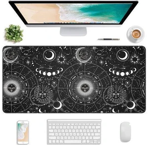 WRIARICH Extended Gaming Mouse Pad, XL Large Desk Pad 30 x 14 Inch, Big Computer Keyboard Mousepad, Waterproof Mouse Mat with Stitched Edges and Non-Slip Base for Women Office Gaming, Sun Moon WRIARICH Extended Gaming Mouse Pad, XL Large Desk Pad 30 x 14 Inch, Big Computer Keyboard Mousepad, Waterproof Mouse Mat with Stitched Edges and Non-Slip Base for Women Office Gaming, Sun Moon