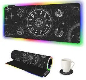 WRIARICH AIMSA RGB LED Gaming Mouse Pad, 14 Modes Glow Pad, Extra Large Gaming Mousepad, 35.4 x 15.8 inch Extended Big Waterproof Keyboard Mouse Pad Mat, Black Cosmic Constellation Magic WRIARICH AIMSA RGB LED Gaming Mouse Pad, 14 Modes Glow Pad, Extra Large Gaming Mousepad, 35.4 x 15.8 inch Extended Big Waterproof Keyboard Mouse Pad Mat, Black Cosmic Constellation Magic