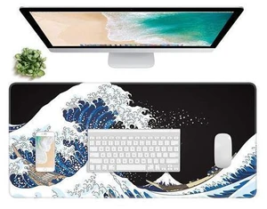 WRIARICH Extended Gaming Mouse Pad, Xxl Large Desk Pad 30 X 14 Inch, Big Computer Keyboard Mousepad, Waterproof Mouse Mat With Stitched Edges And Non-Slip Base For Women Office Gaming, Sea Waves WRIARICH Extended Gaming Mouse Pad, Xxl Large Desk Pad 30 X 14 Inch, Big Computer Keyboard Mousepad, Waterproof Mouse Mat With Stitched Edges And Non-Slip Base For Women Office Gaming, Sea Waves