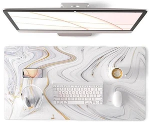 WRIARICH QIYI Large Mouse Pad Cute Marble White Desk Mat PU Leather Desk Protector Mousepad Gold Grey Striped Waterproof Computer Keyboard Gaming Mouse Pads Non Slip Extended Writing Pad 31.5 x 15.7 WRIARICH QIYI Large Mouse Pad Cute Marble White Desk Mat PU Leather Desk Protector Mousepad Gold Grey Striped Waterproof Computer Keyboard Gaming Mouse Pads Non Slip Extended Writing Pad 31.5 x 15.7