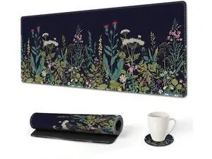 WRIARICH Extended Gaming Mouse Pad XL Large Keyboard Mouse Mat Desk Pad with Stitched Edges Durable Non-Slip Base Mousepad for Home Office Work 35x15.7inch Flowers Plants WRIARICH Extended Gaming Mouse Pad XL Large Keyboard Mouse Mat Desk Pad with Stitched Edges Durable Non-Slip Base Mousepad for Home Office Work 35x15.7inch Flowers Plants