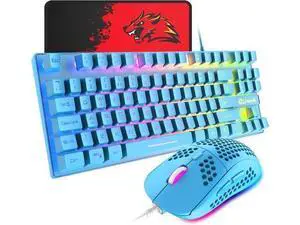 WRIARICH Gaming Keyboard and Mouse Combo,88 Keys Compact Rainbow Backlit Mechanical Feel Keyboard,RGB Backlit 6400 DPI Lightweight Gaming Mouse with Honeycomb Shell for Windows PC Gamers (Blue) WRIARICH Gaming Keyboard and Mouse Combo,88 Keys Compact Rainbow Backlit Mechanical Feel Keyboard,RGB Backlit 6400 DPI Lightweight Gaming Mouse with Honeycomb Shell for Windows PC Gamers (Blue)