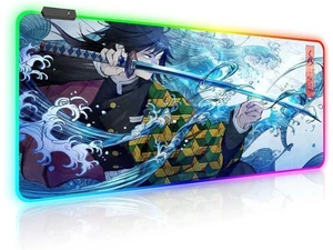 WRIARICH RGB Large Gaming Mouse Pad Anime Giyu Sword Laptop Desk Pad Mousepad with Stitched Edge Frame & Non-Slip Rubber Base Computer Keyboard and Mice Pads Mouse Mat 31.5X15.7 WRIARICH RGB Large Gaming Mouse Pad Anime Giyu Sword Laptop Desk Pad Mousepad with Stitched Edge Frame & Non-Slip Rubber Base Computer Keyboard and Mice Pads Mouse Mat 31.5X15.7